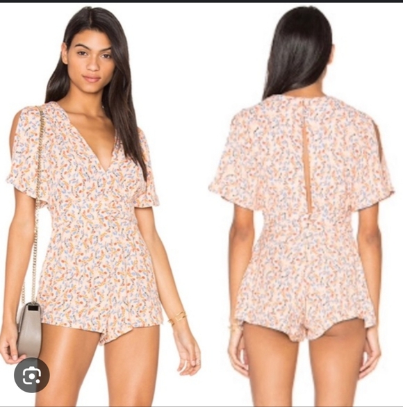 Free People Romper Women's 6 Meet Virginia Split Sleeve - Picture 2 of 12